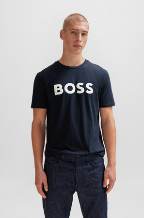 T-shirt męski BOSS Thinking 1 BLU koszulka na lato regular fit granatowa (50481923-405)