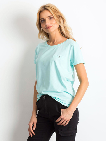 Bawełniany t-shirt damski basic miętowy (RV-TS-4838.56P)