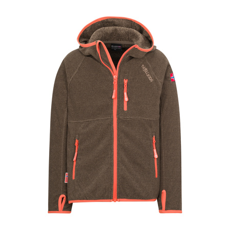 Kurtka polarowa dziecięca dla chłopca/dziewczynki Trollkids Kids Sandefjord Jacket mocca brown/glow orange (260-822)