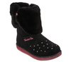 Buty zimowe dziewczęce Skechers Glitzy Glam Cozy Cuddlers wysokie ocieplane buty z ekozamszu podświetlana podeszwa czarne (314851L-BLK)