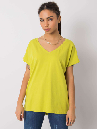 Bawełniany t-shirt V-neck limonkowy (RV-TS-4832.40P)