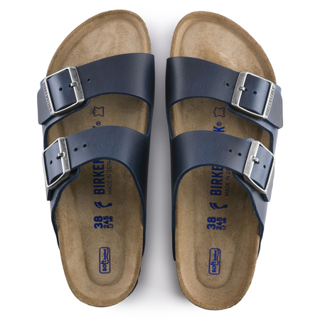 Klapki Birkenstock Arizona Soft Footbed Oiled Leather Narrow damskie/męskie Blue Niebieskie na wąską stopę olejowana skóra (1013644)