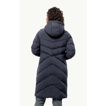 Wyprzedaż - Kurtka zimowa damska Jack Wolfskin MARIENPLATZ COAT W night blue Down Insulated granatowa  (1206971_1010)