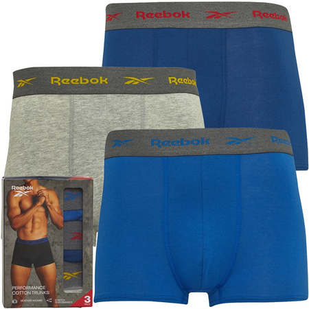 Bokserki męskie 3PAK Reebok SPORTS TRUNKS JEROEN niebieski/szary/granatowy (15012)