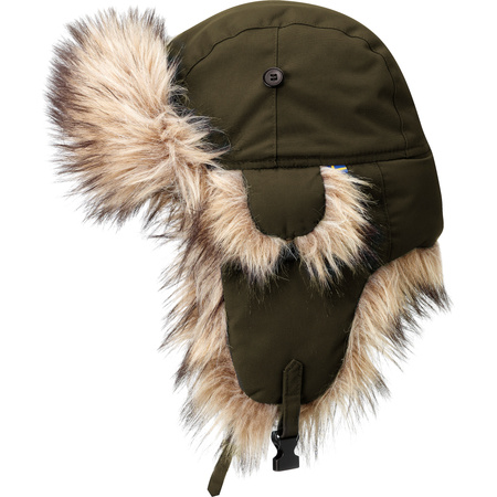 Czapka zimowa uszatka damska/męska Fjällräven Nordic Heater Dark Olive futerko zielona (F78210-633)