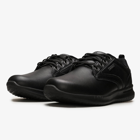 Sneakersy męskie czarne Skechers Delson Antigo buty skórzane czarne (65693-BBK)