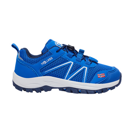 Buty hikingowe dziecięce dla chłopca/dziewczynki Trollkids Kids Sandefjord Hiker Low glow blue/white (253-168)