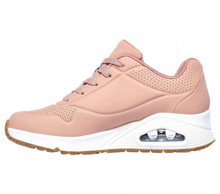 Wyprzedaż - Sneakersy damskie różowe Skechers Uno Stand On Air lifestylowe sportowe różowe (73690-ROS)