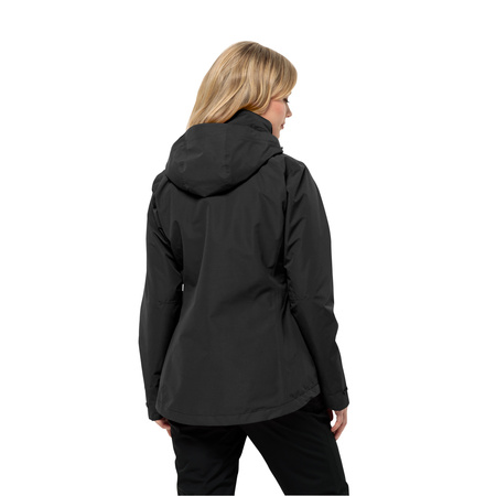 Wyprzedaż - Kurtka trekkingowa damska Jack Wolfskin Geisshorn 3in1 JKT W wiatroszczelna czarna (1115601_6000)