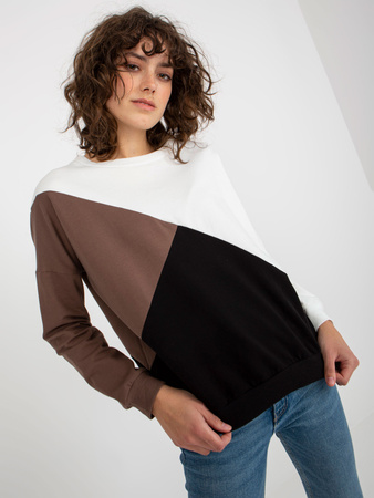 Biało-czarna bawełniana bluza basic bez kaptura  (RV-BL-8463.41P)