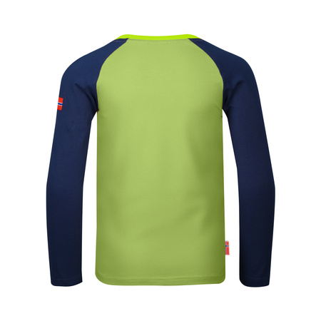 Bluzka ongsleeve bawełniana dziecięca dla chłopca/dziewczynki Trollkids Kids Preikestolen Longsleeve kiwi/mystic blue (493-345)