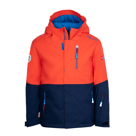 Kurtka zimowa dziecięca Trollkids Kids Hallingdal Jacket outdoorowa pomarańczowa/granatowa (226-705)