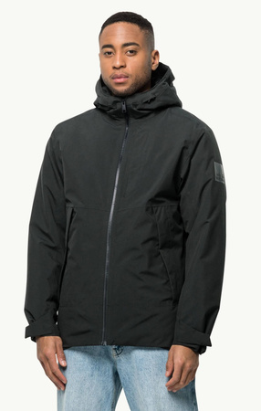 Wyprzedaż - Męska kurtka zimowa Jack Wolfskin TEMPELHOF JKT M black wiatroszczelna (1115491_6000)