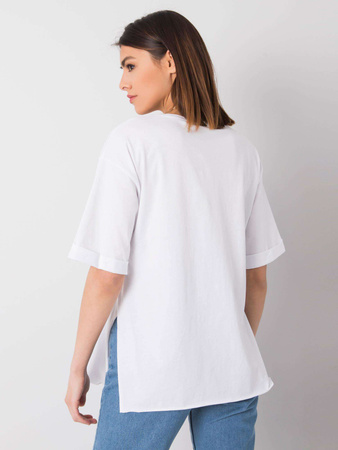 RUE PARIS Biały t-shirt z napisem (327-TS-2133.57)