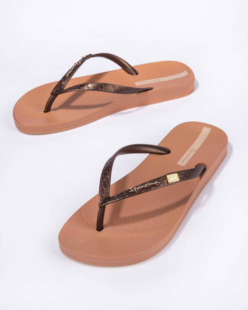 Wyprzedaż - Klapki na lato damskie Ipanema Anat Brasili plażowe brązowe (82932-AJ156)
