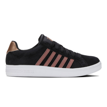Wyprzedaż - Buty damskie sportowe K-Swiss Court Tiebreak SDE sneakersy skórzane czarne (97012-091-M)