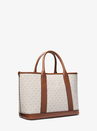 Wyprzedaż - Torebka damska Michael Kors Luisa Medium Signature Logo Satchel VAN-LUG beżowa (30R4G99S2V)