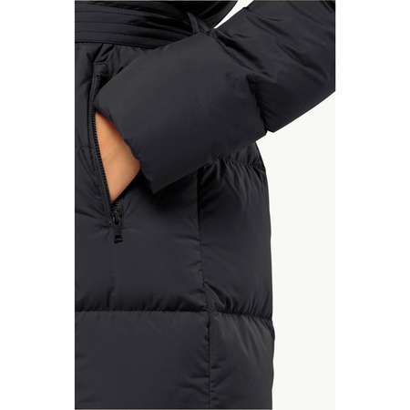 Kurtka damska czarna puchowa Jack Wolfskin FROZEN LAKE COAT W black Down Insulated wiatroszczelna (1206132_6000)