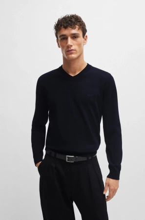 Sweter z dekoltem w serek BOSS Pacello-L BLU (50506042-404)