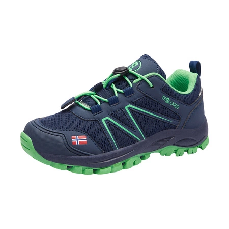 Buty hikingowe dziecięce dla chłopca/dziewczynki Trollkids Kids Sandefjord Hiker Low navy/green (253-100)