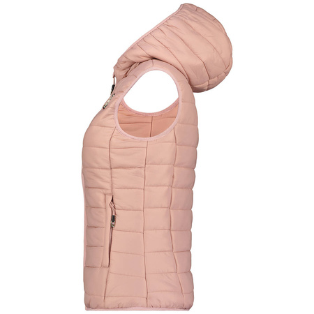 Wyprzedaż - Kamizelka trekkingowa damska z kapturem Geographical Norway Vatika Hood EO Lady 233 Rose Clair bezrękawnik (WW1198F/GNO-LIGHT PINK)