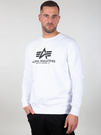 Bluza męski Alpha Industries Basic Sweater nierozpinana sportowa logo biała (178302-09)