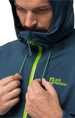 Wyprzedaż - Kurtka przeciwdeszczowa męska Jack Wolfskin HIGHEST PEAK JACKET M dark sea (1115131_1274)