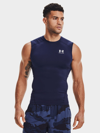 Koszulka sportowa męska Under Armour HeatGear bezrękawnik top treningowy granatowy (1361522-410)