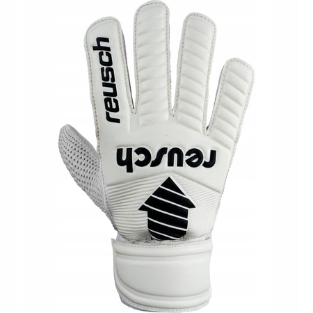 Wyprzedaż - Rękawice bramkarskie dziecięce Reusch Legacy Arrow Solid Junior białe (53/72/504/1100)