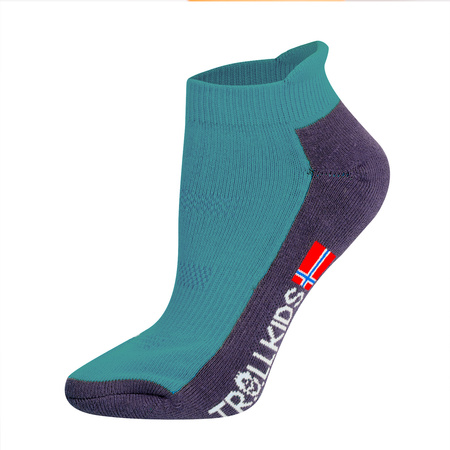 Skarpetki turystyczne dziecięce dla chłopca/dziewczynki Trollkids Kids Hiking Low Cut Socks II glacier green (929-319)