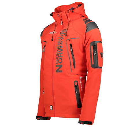 Kurtka sportowa męska Geographical Norway Techno MEN 056 BS3 z regulowanym kapturem wodoodporna czerwona (WU1060H/GN)