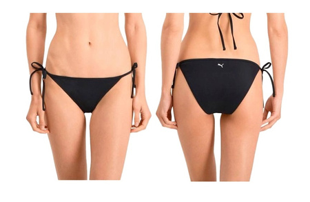 Wyprzedaż - Majtki kąpielowe damskie Puma Swim Women Side Tie Bikini Bottom 1P dół od bikini czarne (907691-05)