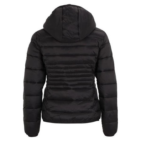 Kurtka puchowa damska Fila SQUILLE HOODED LEKKA JKT z kapturem pikowana ocieplana czarna (FAW036280010)