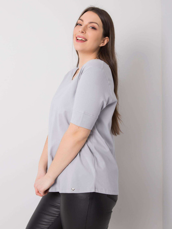 Jasnoszary bawełniany t-shirt damski plus size (RV-TS-6330.92P)