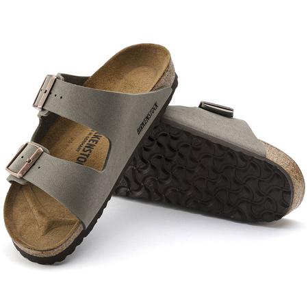 Klapki damskie/męskie szare Birkenstock Arizona Birko-Flor Nubuck Stone narrow wąskie (0151213)