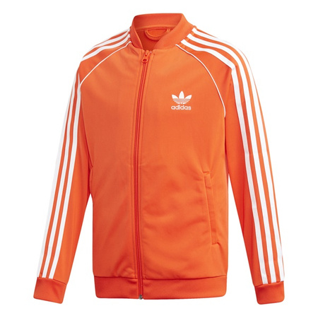 Bluza dresowa młodzieżowa  adidas Originals SUPERSTAR TOP sportowa rozpinana z paskami logo pomarańczowa (DV2899)