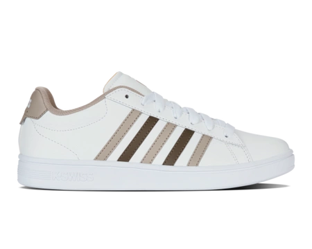 Męskie sneakersy K-Swiss COURT TIEBREAK II WHITE/TAUPE/TEAK/JURASSIC GOLD-M (04413-986-M)
