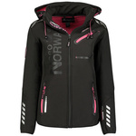 Kurtka sportowa damska z kapturem Geographical Norway Reine softshellowa outdoorowa czarna (WU8182F/GNO-BLACK-PINK)