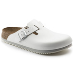 Chodaki męskie Birkenstock Boston Super Grip White skóra naturalna medyczne lekarskie klapki regular szerokie (0060134)