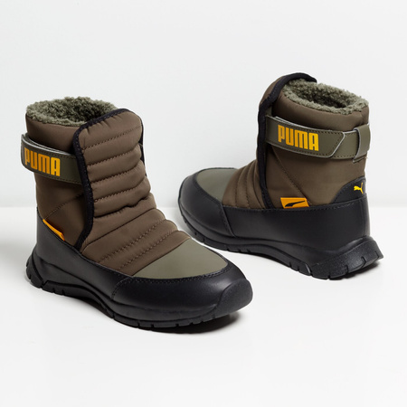 Wyprzedaż - Śniegowce dziecięce Puma Nieve Boot WTR AC PS podeszwa z lekkiej pianki EVA ocieplane zielone (380745-02)