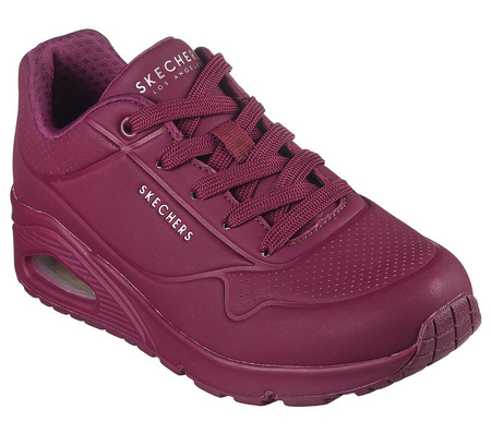 Buty sportowe damskie Skechers Uno Stand On Air sneakersy do kostki bordowe (73690-PLUM)