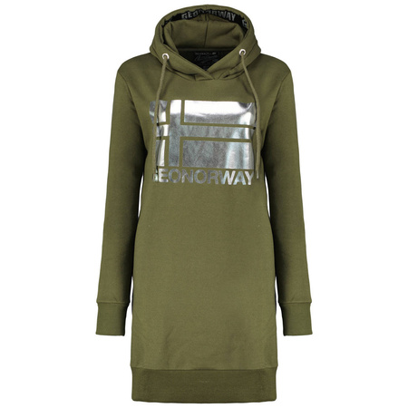 Wyprzedaż - Długa bluza damska z kapturem Geographical Norway Fabienne Kaki DB Lady zielona (WW4562F/GNO-KAKI)