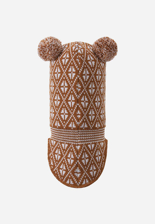 Wyprzedaż - Kominiarka Reima Balaclava Kuuraan Cinnamon brown Toddler z wełny merynosów brązowa (5300214A-1491)