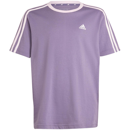 Koszulka dla dzieci adidas Essentials 3-Stripes Cotton Loose Fit Boyfriend Tee fioletowa (IL3276)