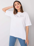 RUE PARIS Biały t-shirt z napisem (327-TS-2133.57)