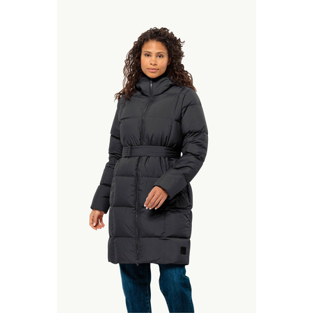 Kurtka damska czarna puchowa Jack Wolfskin FROZEN LAKE COAT W black Down Insulated wiatroszczelna (1206132_6000)