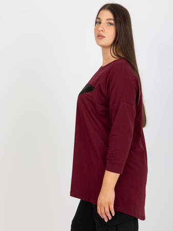 Śliwkowa bluzka plus size z rękawem 3/4 (VI-BZ-2911.82P)