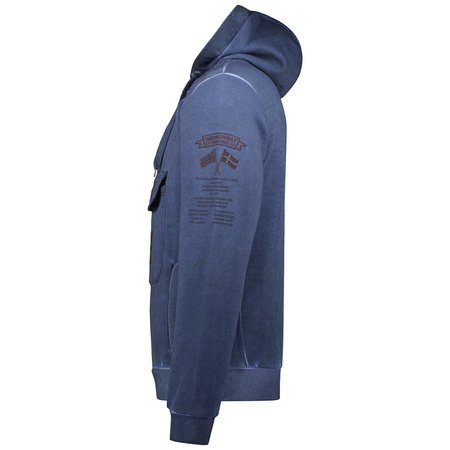 Bluza 3/4 zip męska Geographical Norway GYMCLASS EO TIEDYE BADGE MEN 100 z kapturem granatowa (WU8270H-GNO-NAVY)