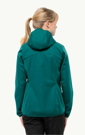 Kurtka outdoorowa z kapturem damska Jack Wolfskin Windhain Hoody W przejściowa sportowa zielona (1307481_4167)