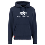 Bluza z kapturem męska Alpha Industries Basic Hoody z odblaskowym logo granatowa (178312-02)